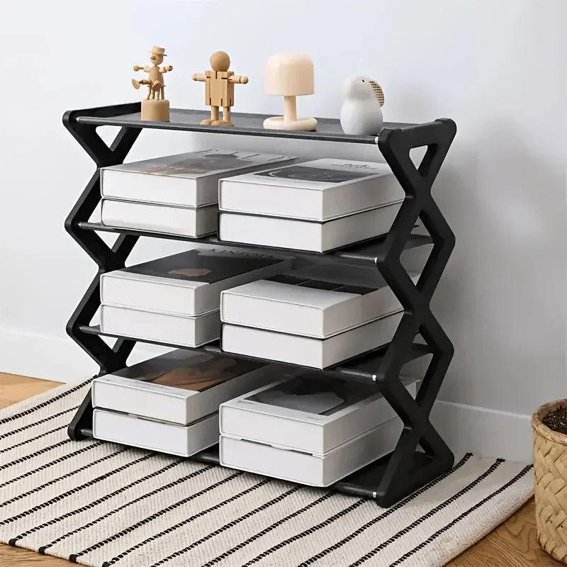 4Layer X-Type Multi Layered and Space Saving Shoe Rack,Solid Color Simple Home Assembly Shoe Rack,Suitable for Porch,Living Room