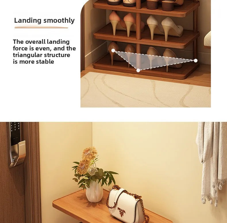 Multi layer minimalist narrow shoe rack, household wooden shoe cabinet, shoe storage rack, balcony storage rack, storage cabinet