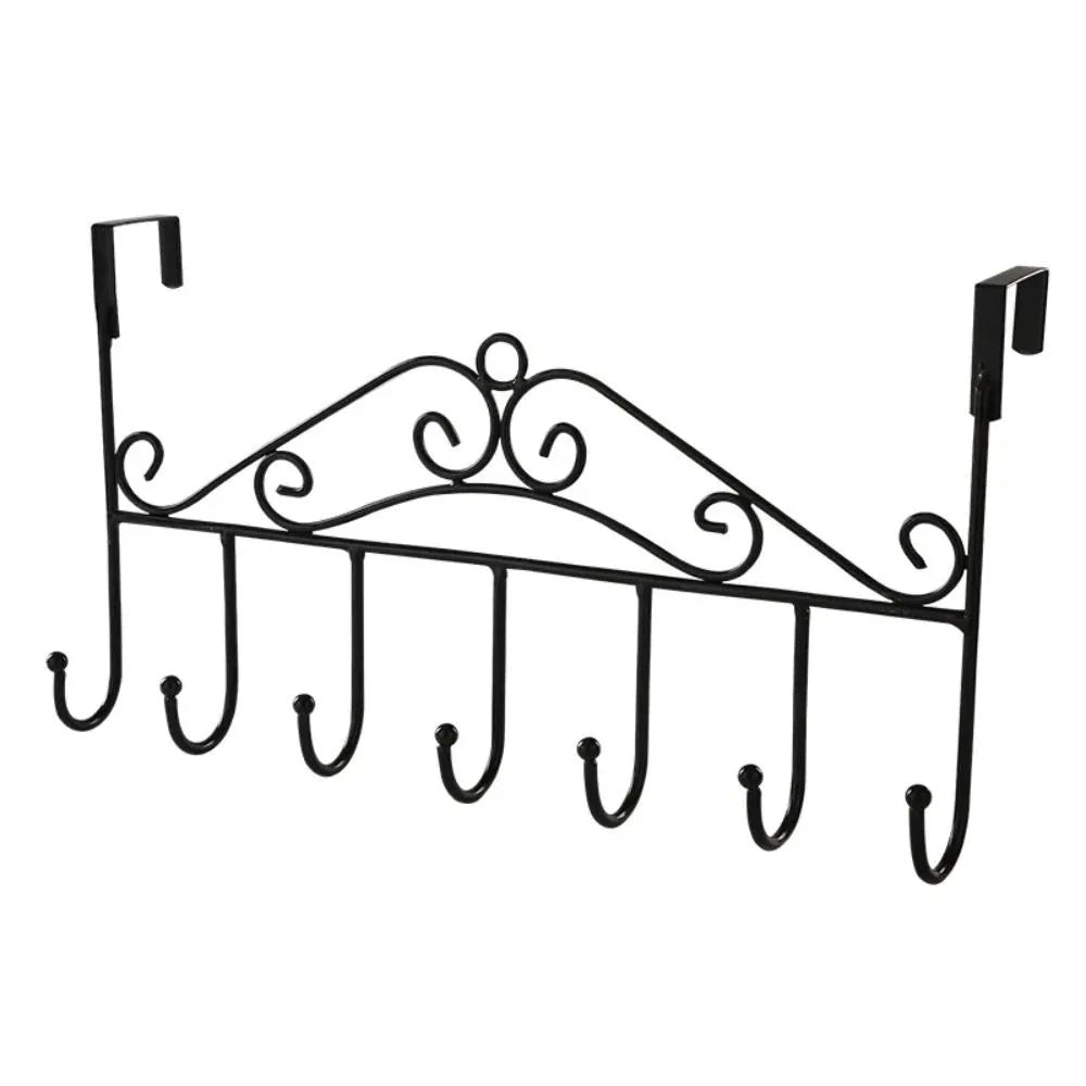 Bathroom Organizer Punch-free Over the Door Hanger Anti-Rust Wall Hanging Key Holder 7 Hooks Coat Rack Kitchen Bathroom