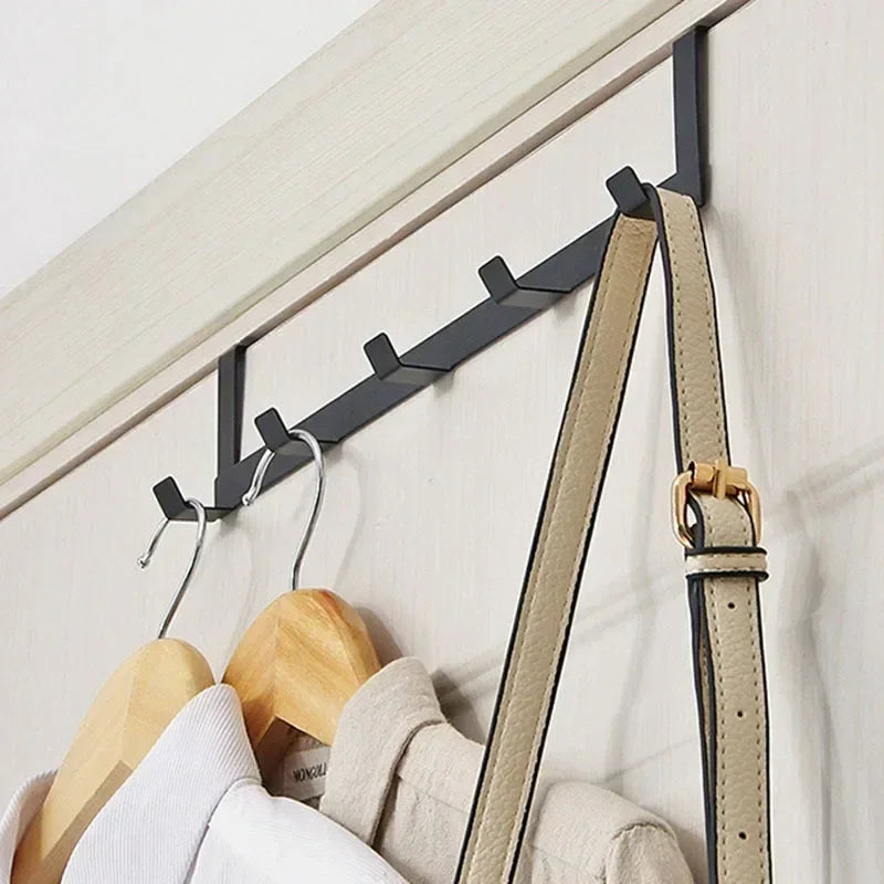 Over The Door 5 Hook Rack Bedroom Bathroom Household Organizer Clothe Coat Hat Towel Hanger Storage Accessory Supplies