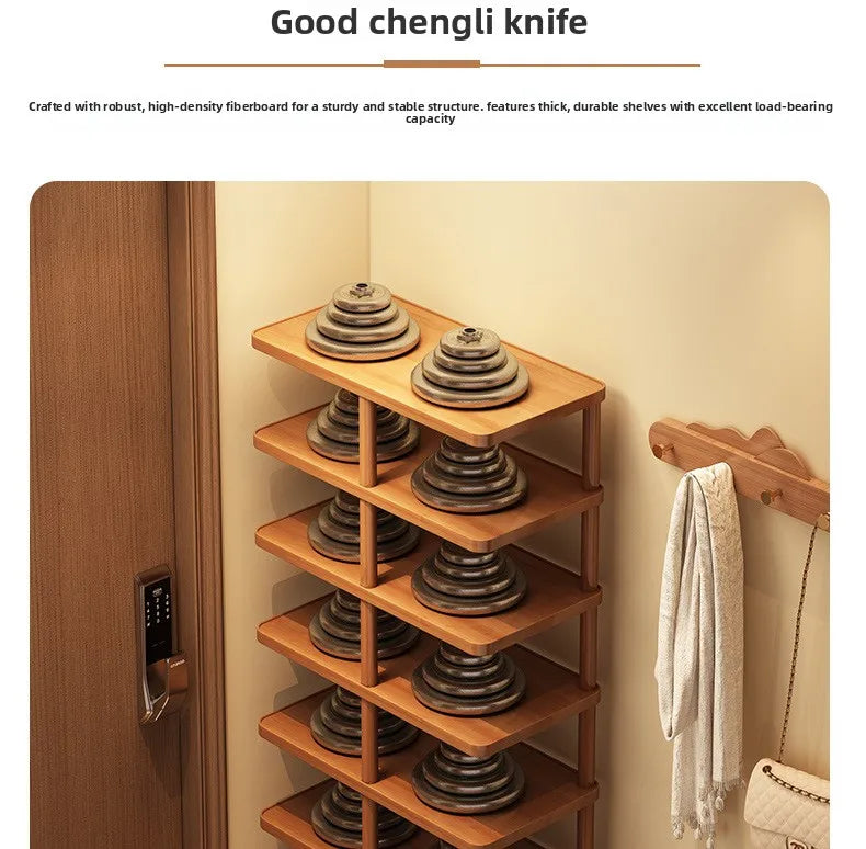Multi layer minimalist narrow shoe rack, household wooden shoe cabinet, shoe storage rack, balcony storage rack, storage cabinet