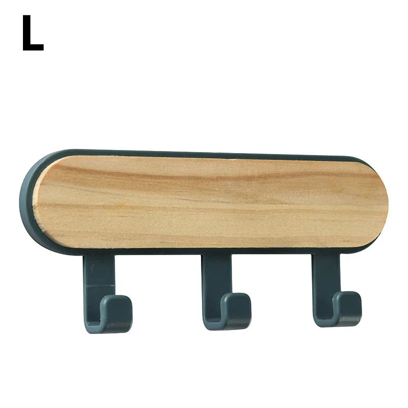 Wood Key Holder Hat Scarf Storage Organizer Strong Magnetic Key Ring Storage Rack Phone Hooks Self Adhesive Wall Mounted Hangers