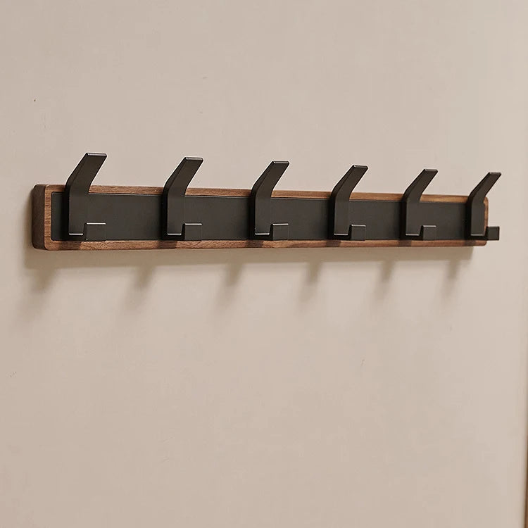 BAKALA-Black Wood Wall Hook, Hanging Coat Rack for Bathroom, Kitchen, Bedroom, Hallway, Clothes Holder