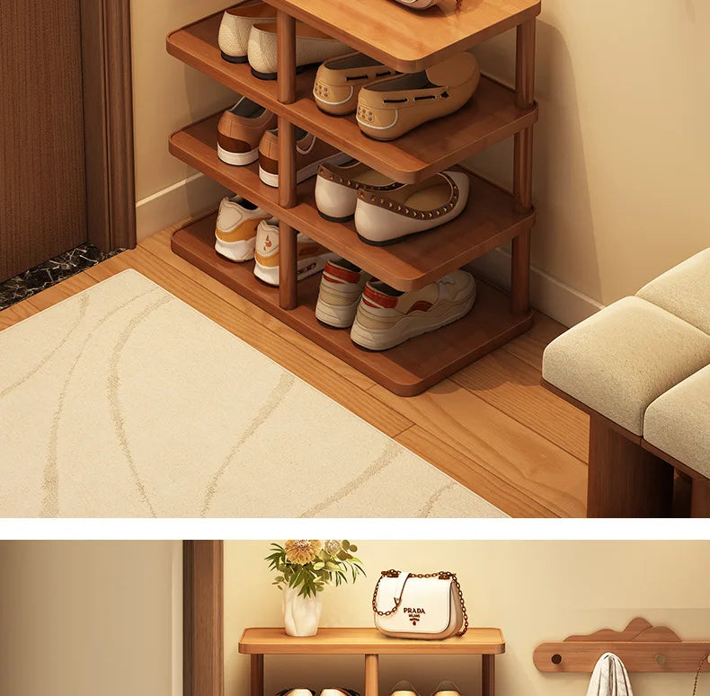 Multi layer minimalist narrow shoe rack, household wooden shoe cabinet, shoe storage rack, balcony storage rack, storage cabinet