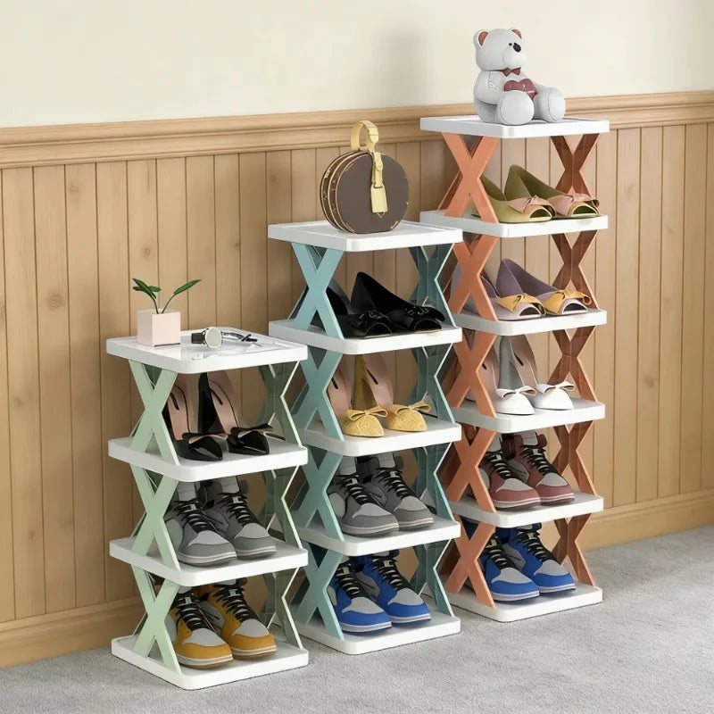 Plastic Foldable Shoe Rack, Multi-Tier Space Saving Storage Organizer, Simple Indoor Home Storage Rack, Easy Assembly, shoe rack