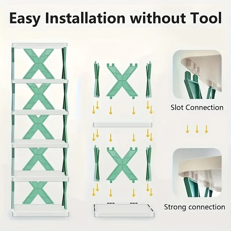 Plastic Foldable Shoe Rack, Multi-Tier Space Saving Storage Organizer, Simple Indoor Home Storage Rack, Easy Assembly, shoe rack