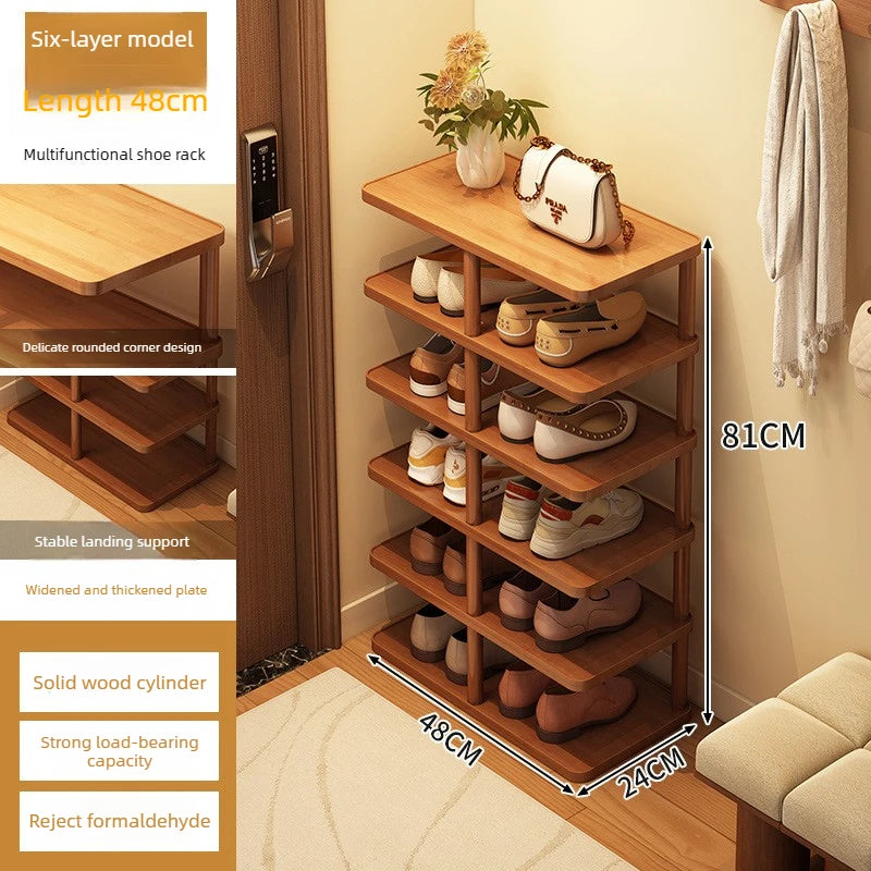 Multi layer minimalist narrow shoe rack, household wooden shoe cabinet, shoe storage rack, balcony storage rack, storage cabinet