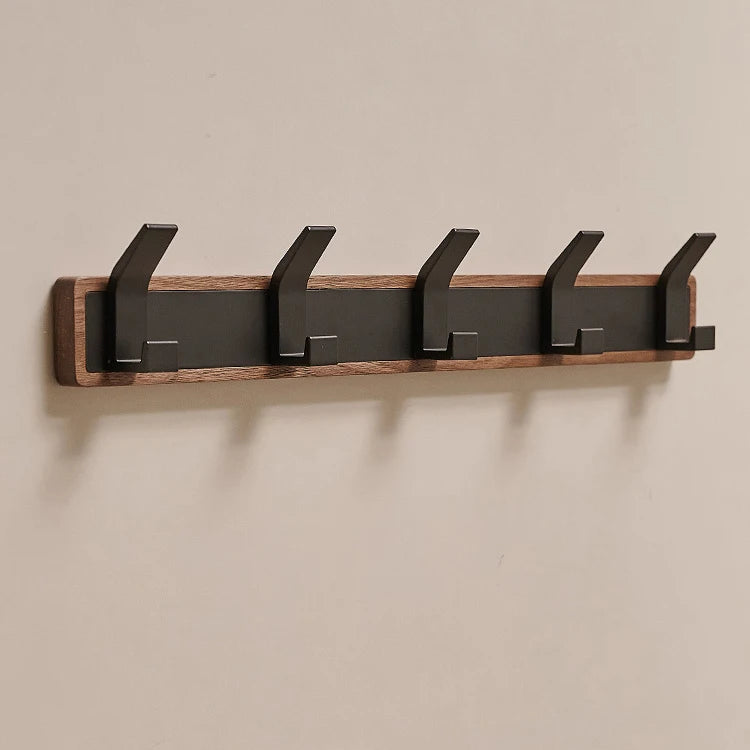 BAKALA-Black Wood Wall Hook, Hanging Coat Rack for Bathroom, Kitchen, Bedroom, Hallway, Clothes Holder