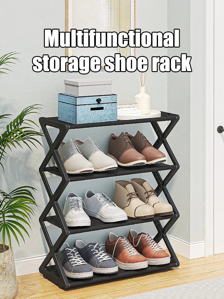 4Layer X-Type Multi Layered and Space Saving Shoe Rack,Solid Color Simple Home Assembly Shoe Rack,Suitable for Porch,Living Room