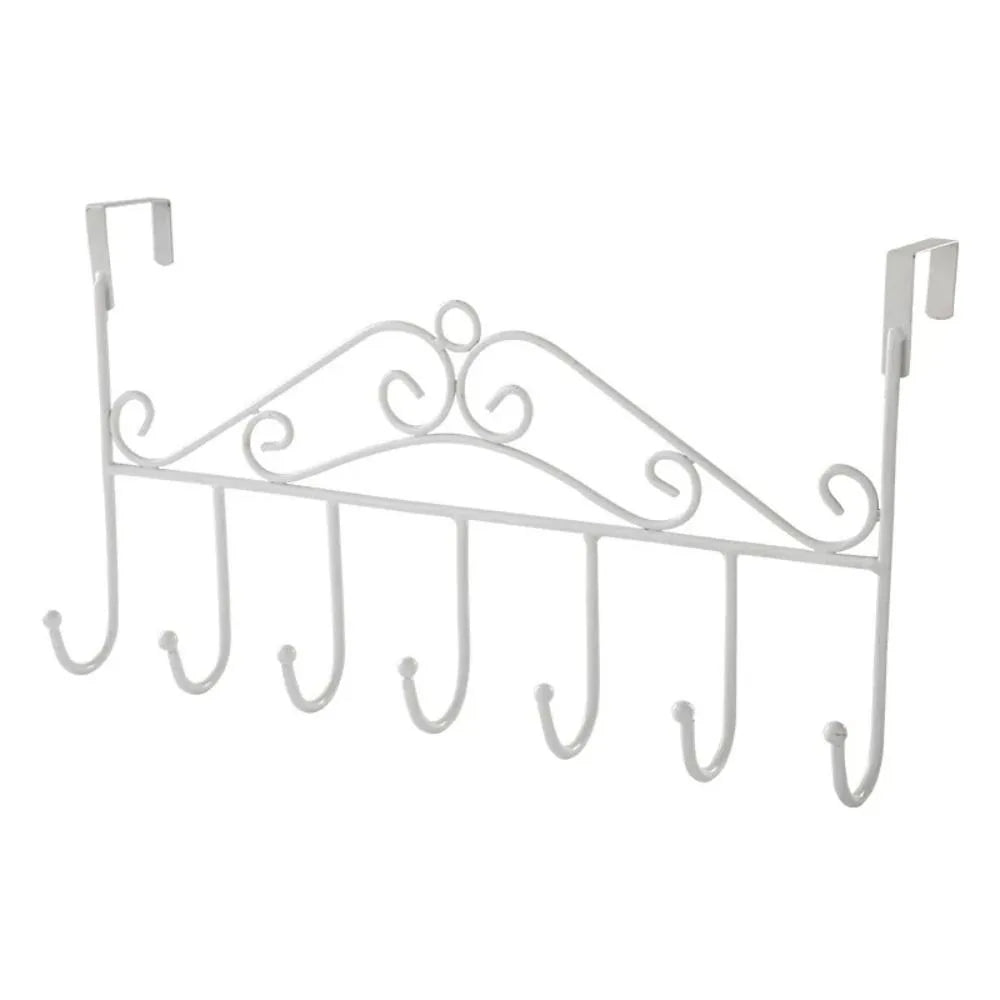 Bathroom Organizer Punch-free Over the Door Hanger Anti-Rust Wall Hanging Key Holder 7 Hooks Coat Rack Kitchen Bathroom