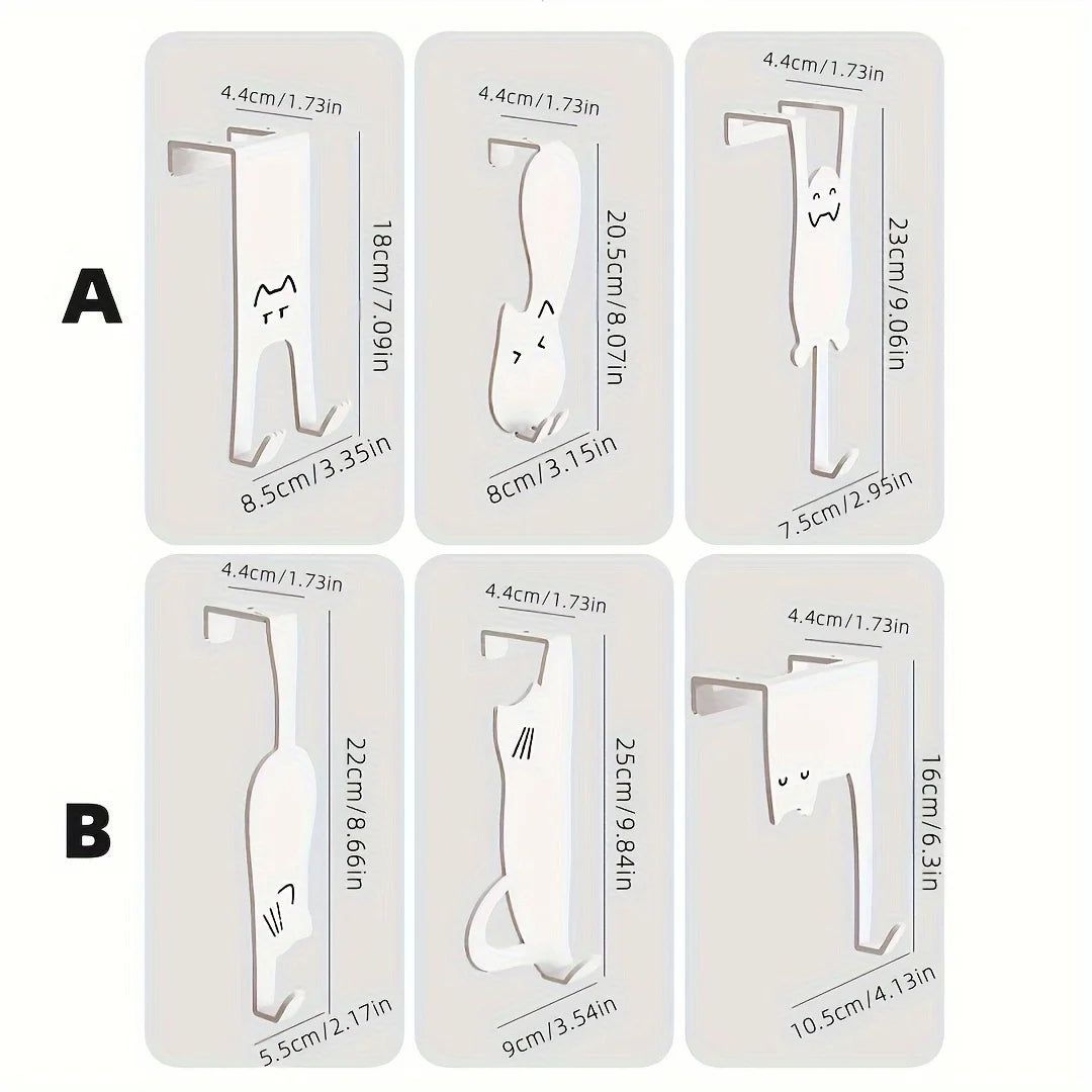 1/6 piece door hook, door hook storage rack without drilling, kitchen cabinet, door hanging clothes rack, storage clothes cap, k