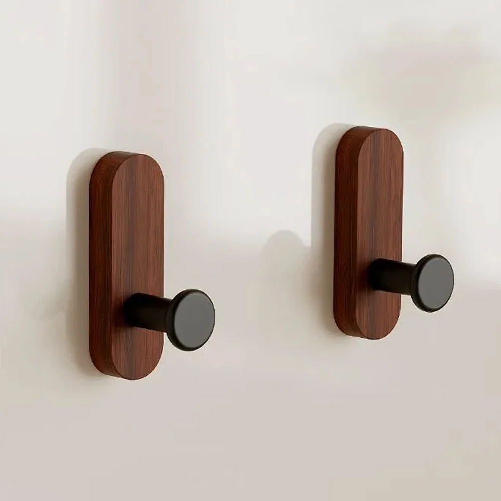 Self-adhesive Solid Wooden Wall Hook for Hanging Key Coat Towel Clothes Towel Bag Hanger Door Hook Coat Rack Entryway Key Holder