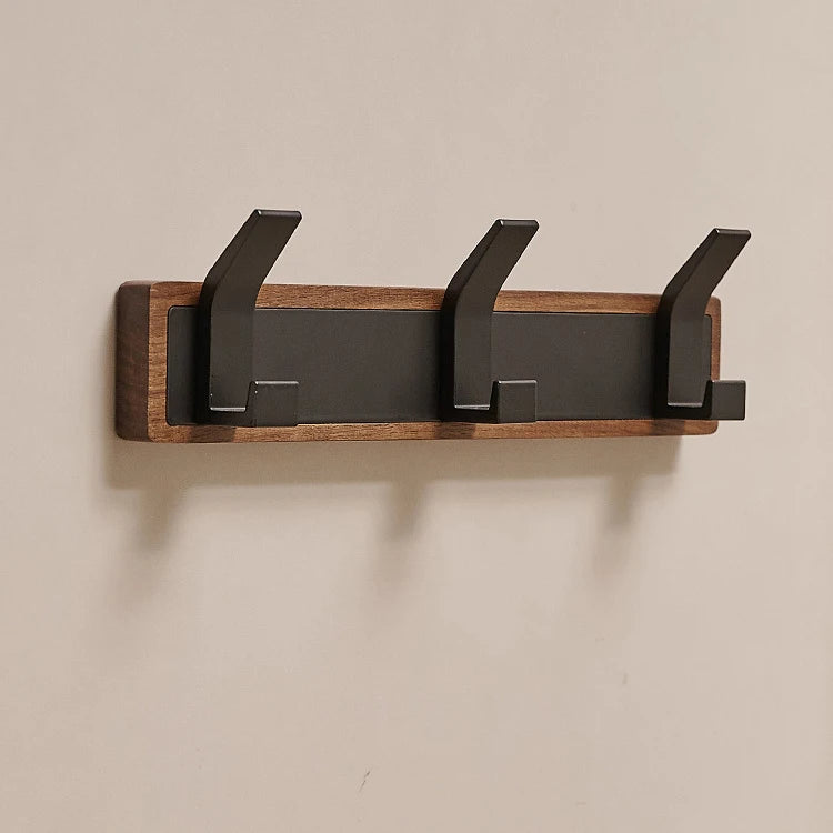 BAKALA-Black Wood Wall Hook, Hanging Coat Rack for Bathroom, Kitchen, Bedroom, Hallway, Clothes Holder