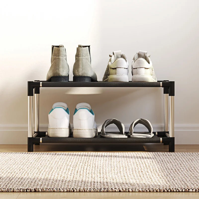1 pc 2-layer simple shoe rack - easy to assemble and space saving design, perfect for entrances, bedrooms, etc
