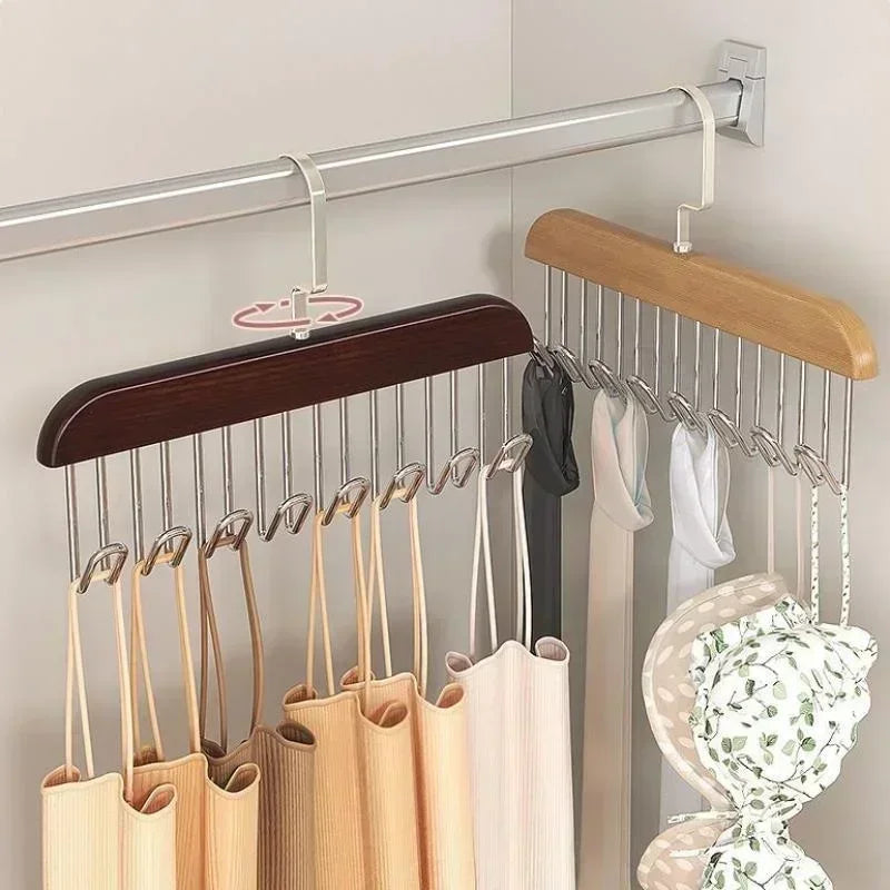 Cintre en Bois avec 8 Crochets pour Accessoires