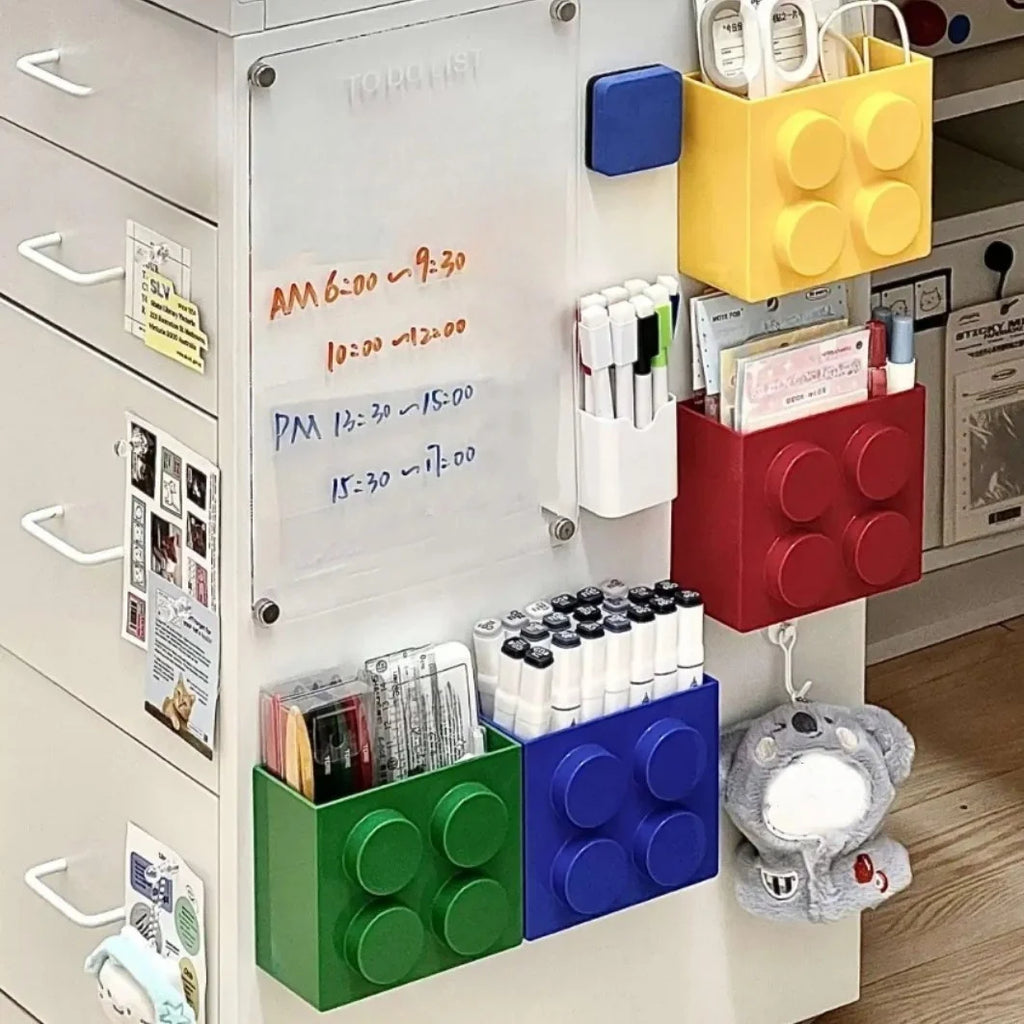 1/4pc Magnetic Storage Box Refrigerator Entrance Door Shelf Organizer Building Block Wall Mounted Rack Home Kitchen Decor Holder