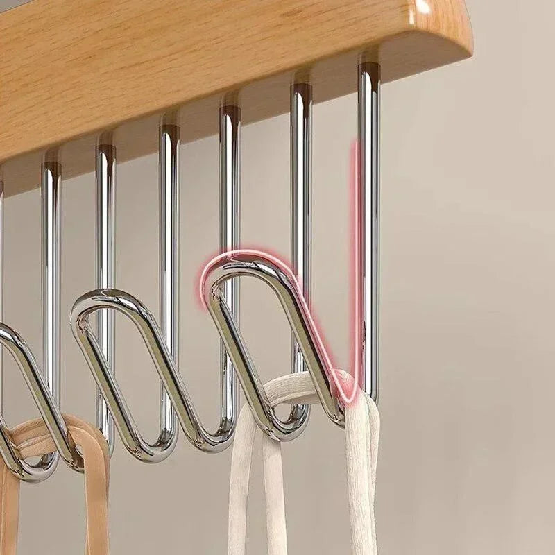 Cintre en Bois avec 8 Crochets pour Accessoires