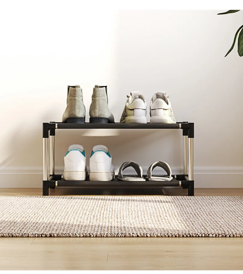 1 pc 2-layer simple shoe rack - easy to assemble and space saving design, perfect for entrances, bedrooms, etc