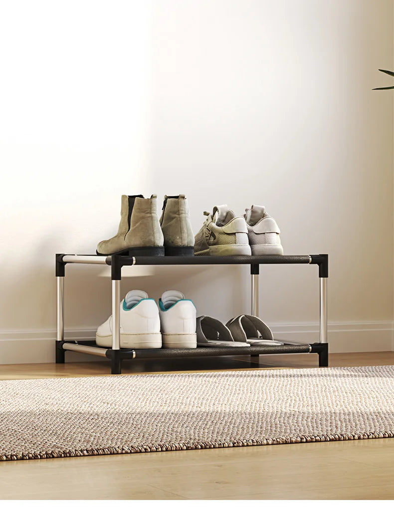 1 pc 2-layer simple shoe rack - easy to assemble and space saving design, perfect for entrances, bedrooms, etc
