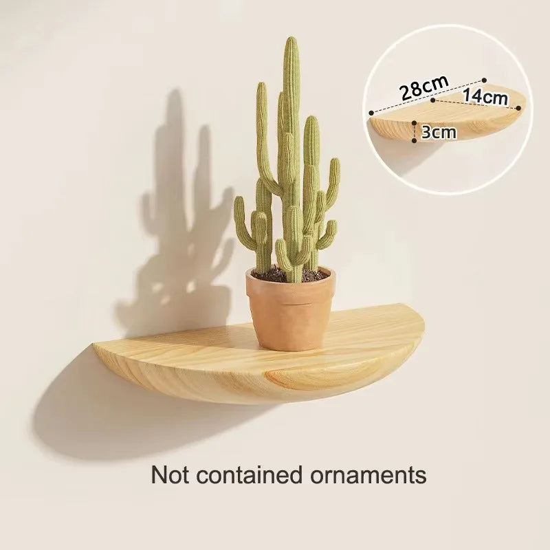Solid Wooden Semicircle Wall Shelves Background Entryway Decorative Floating Organization Storage Holders Bedroom Kitchen Racks