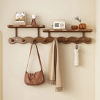 Porte-manteau mural en bambou avec tablette et crochets
