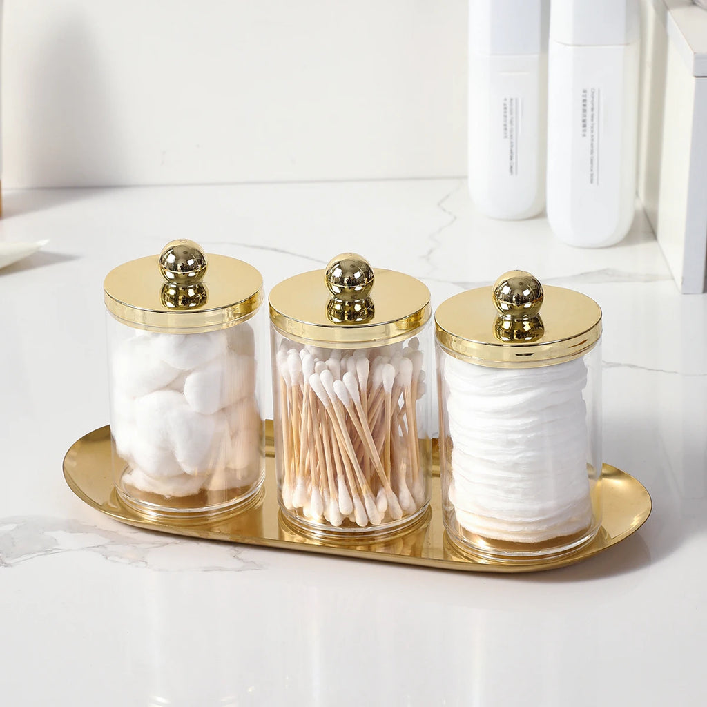 Set de Rangement Coton-Tiges Doré